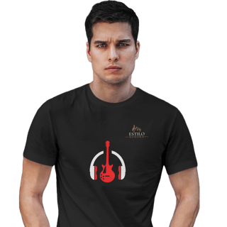 Camiseta Premium Masculina Algodão Pima Estampada Musical Guitarra - Estilo Sonoro