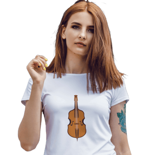 Camiseta Premium Feminina Baby Long Algodão Pima Estampada Musical Violoncelo - Estilo Sonoro