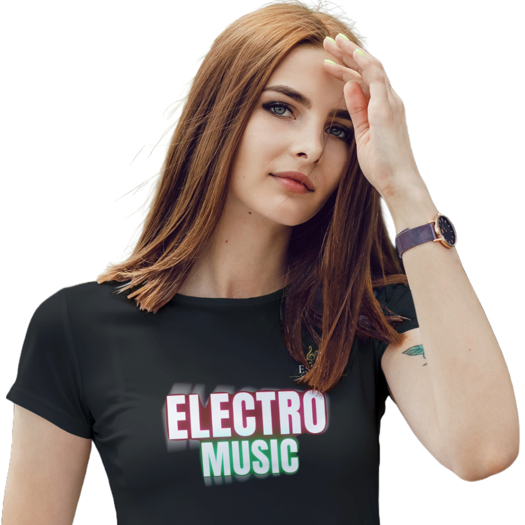 Camiseta Premium Feminina Algodão Pima Estampada Musical Electro Music - Estilo Sonoro