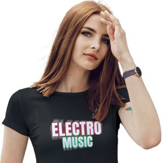 Camiseta Premium Feminina Algodão Pima Estampada Musical Electro Music - Estilo Sonoro