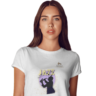 Camiseta Premium Feminina Algodão Pima Estampada Musical Jazz Music - Estilo Sonoro