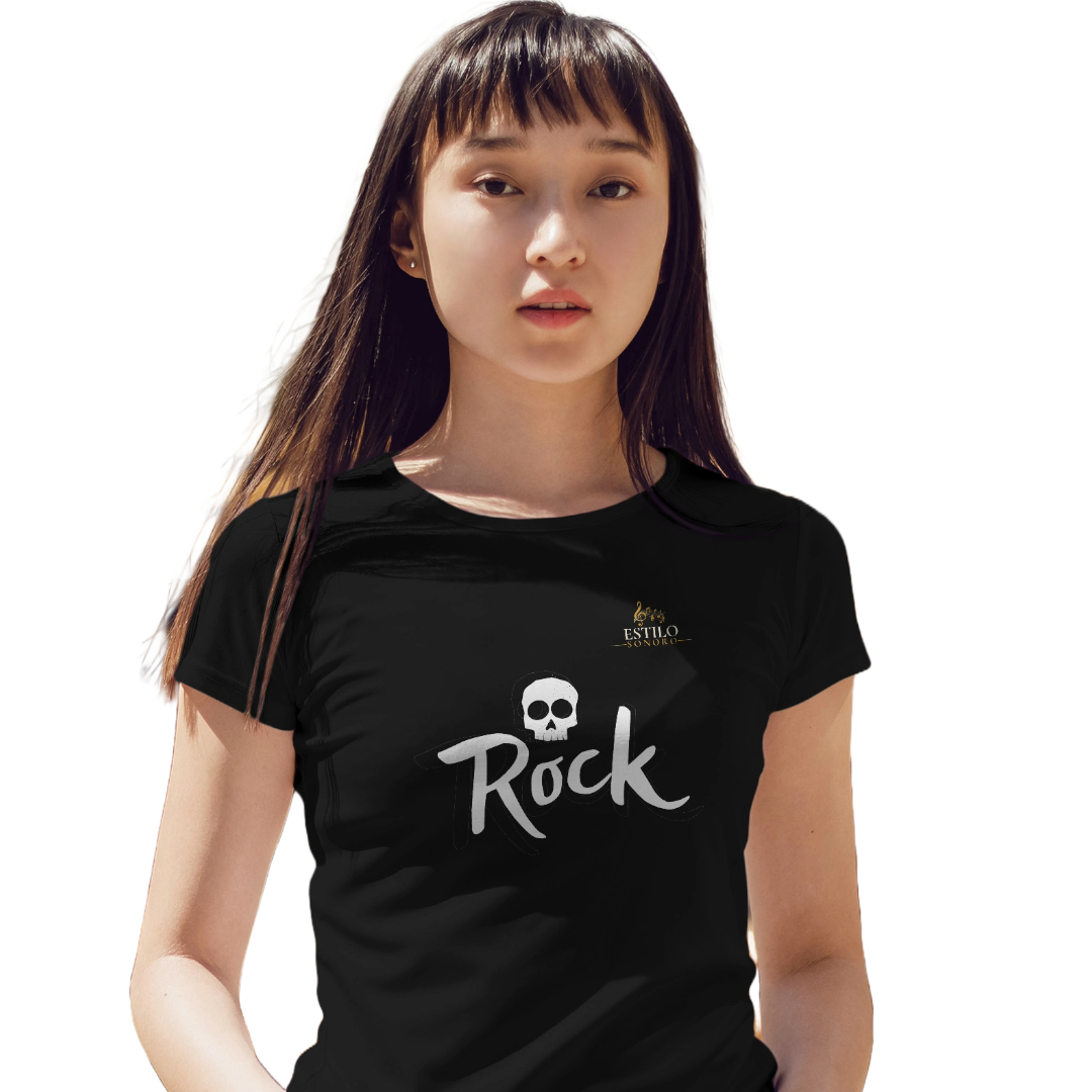 Camiseta Premium Feminina Algodão Pima Estampada Musical Rock Music - Estilo Sonoro