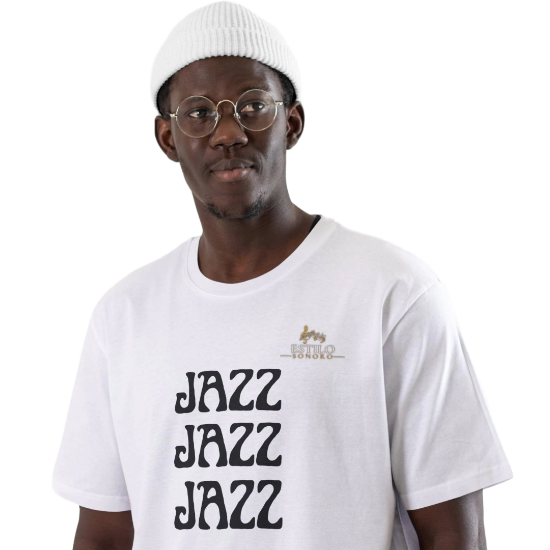 Camiseta Premium Masculina Algodão Pima Estampada Musical Jazz Music - Estilo Sonoro