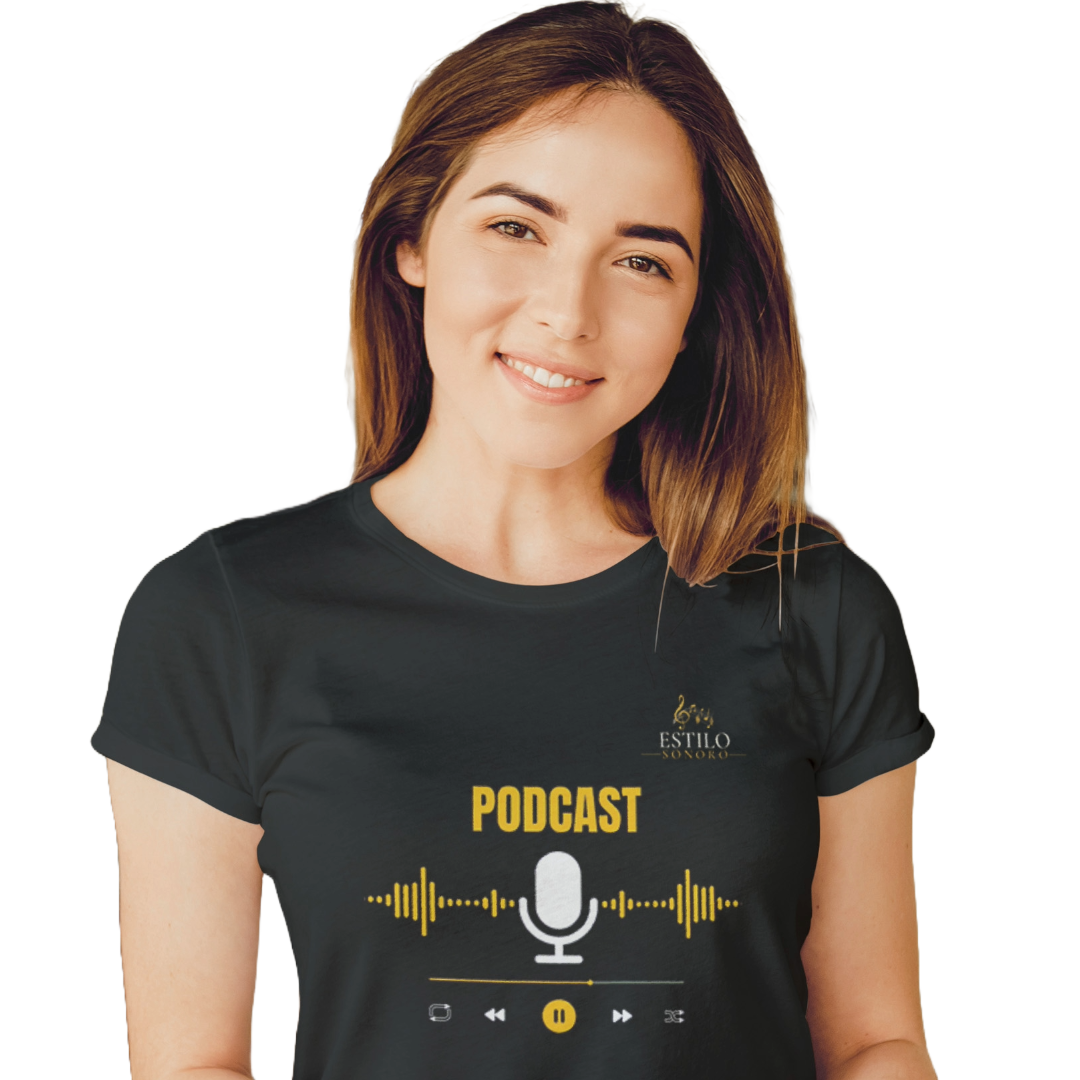 Camiseta Premium Feminina Algodão Pima Estampada Musical Podcast - Estilo Sonoro