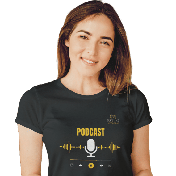 Camiseta Premium Feminina Algodão Pima Estampada Musical Podcast - Estilo Sonoro