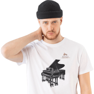 Camiseta Premium Masculina Algodão Pima Estampada Musical Piano - Estilo Sonoro