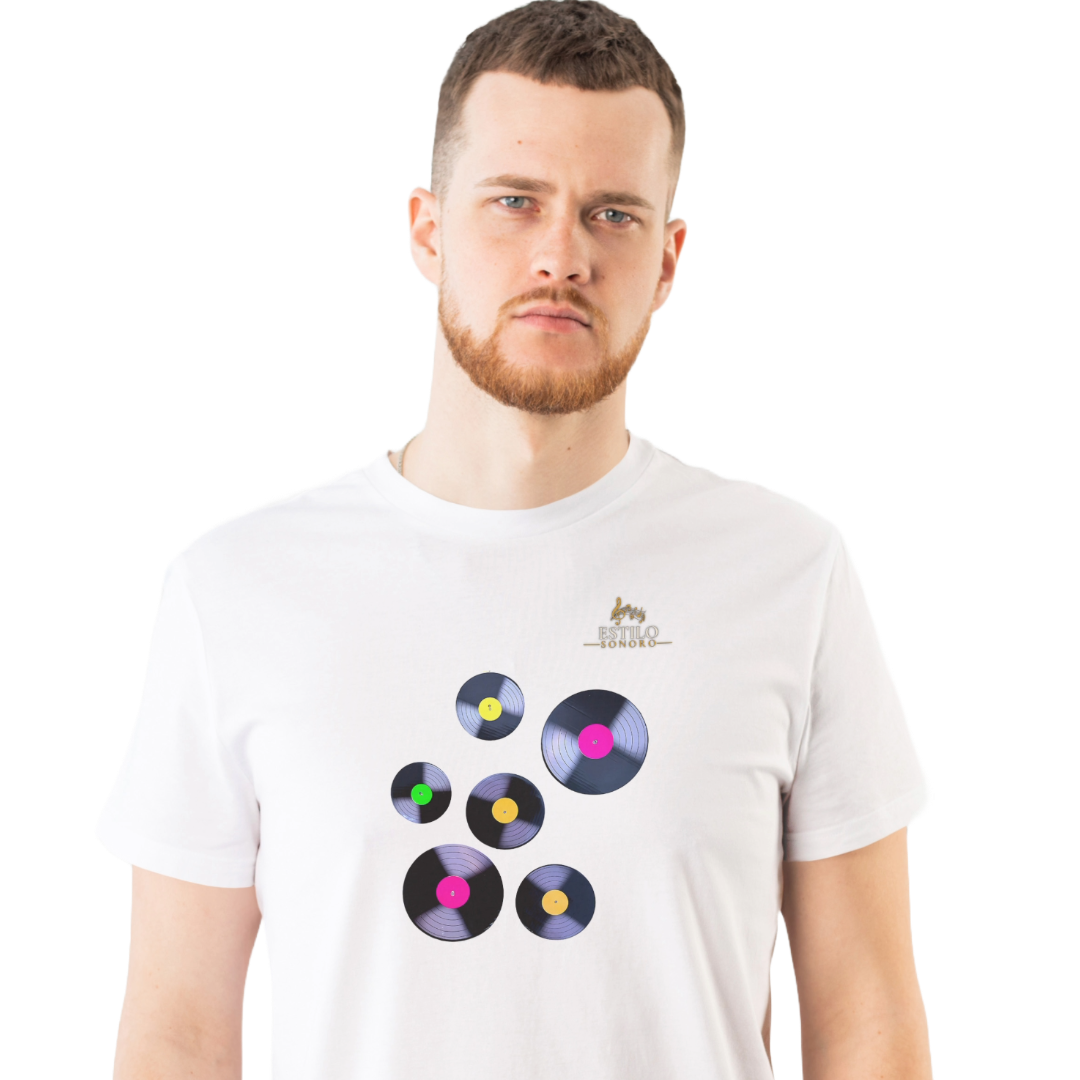 Camiseta Premium Masculina Algodão Pima Estampada Musical Disco de Vinil - Estilo Sonoro