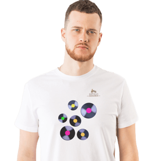 Camiseta Premium Masculina Algodão Pima Estampada Musical Disco de Vinil - Estilo Sonoro