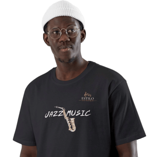 Camiseta Premium Masculina Algodão Pima Estampada Musical Jazz Music - Estilo Sonoro