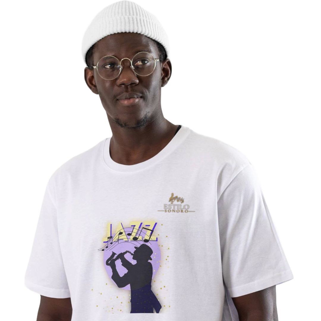 Camiseta Premium Masculina Algodão Pima Estampada Musical Jazz Music - Estilo Sonoro