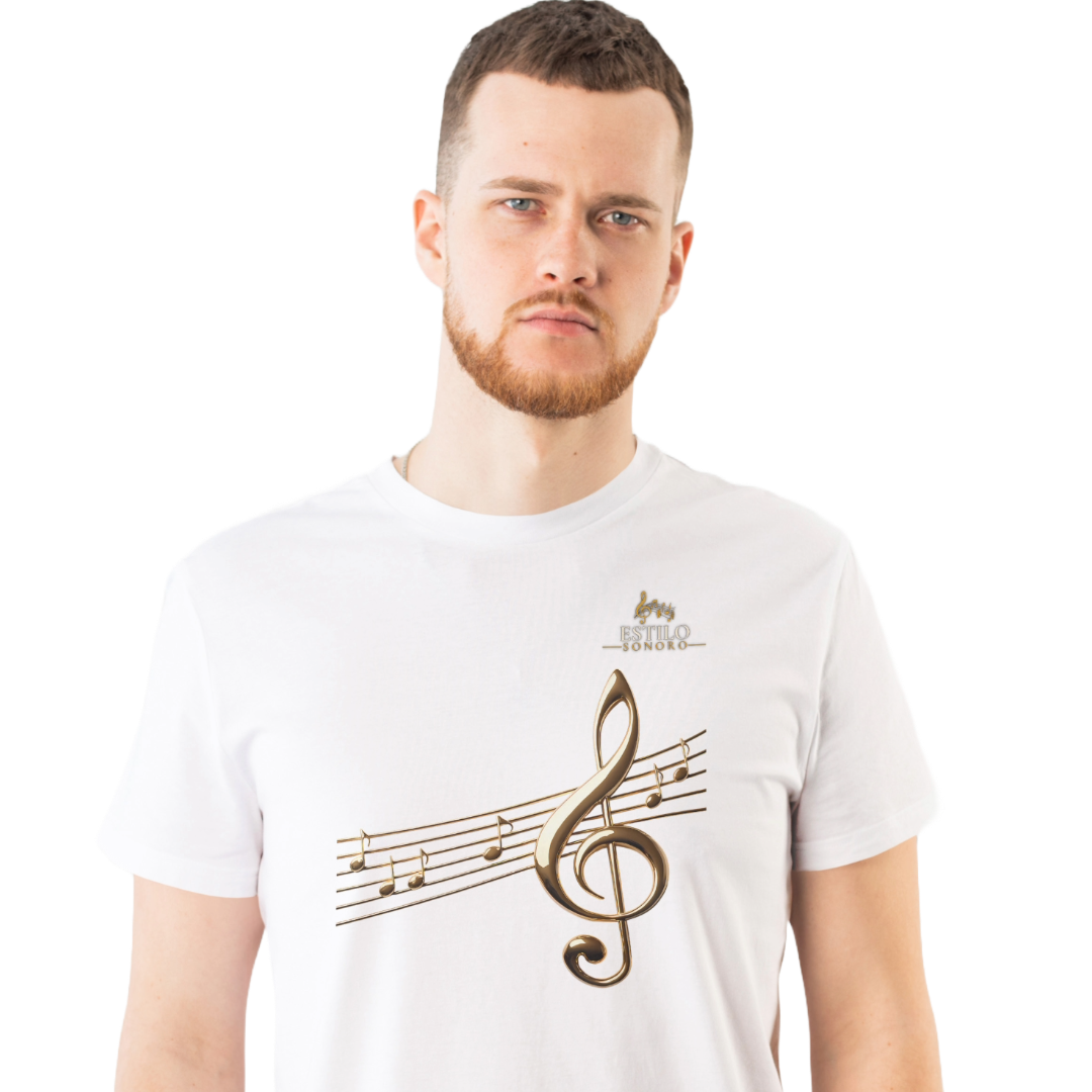 Camiseta Premium Masculina Algodão Pima Estampada Musical Clave Sol - Estilo Sonoro