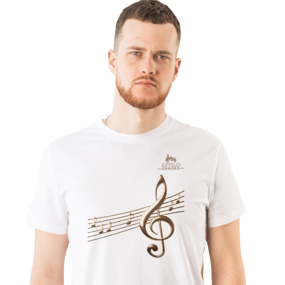 Camiseta Premium Masculina Algodão Pima Estampada Musical Clave Sol - Estilo Sonoro
