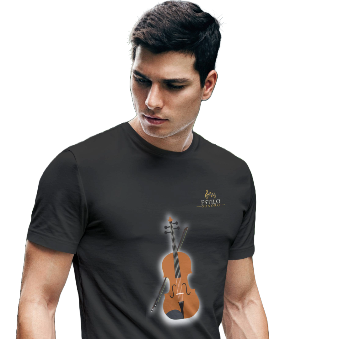 Camiseta Premium Masculina Algodão Pima Estampada Musical Violoncelo - Estilo Sonoro