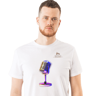 Camiseta Premium Masculina Algodão Pima Estampada Musical Microfone - Estilo Sonoro
