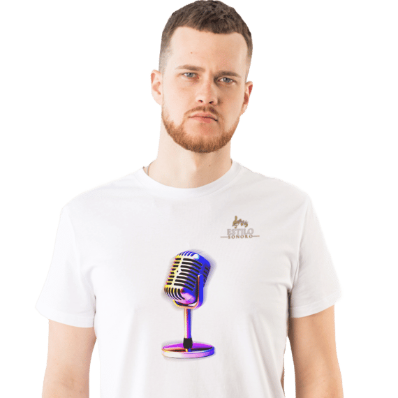 Camiseta Premium Masculina Algodão Pima Estampada Musical Microfone - Estilo Sonoro
