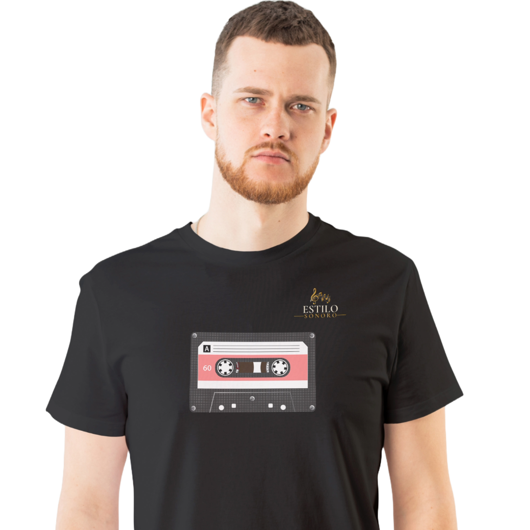 Camiseta Premium Masculina Algodão Pima Estampada Musical Fita Cassete - Estilo Sonoro