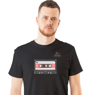 Camiseta Premium Masculina Algodão Pima Estampada Musical Fita Cassete - Estilo Sonoro