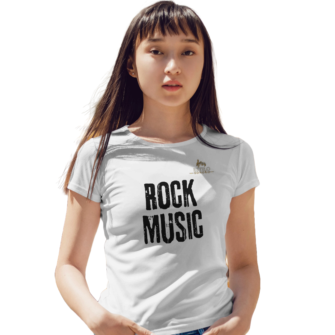Camiseta Premium Feminina Algodão Pima Estampada Musical Rock Music - Estilo Sonoro