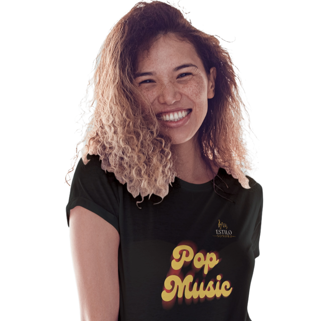 Camiseta Premium Feminina Algodão Pima Estampada Musical Pop Music - Estilo Sonoro