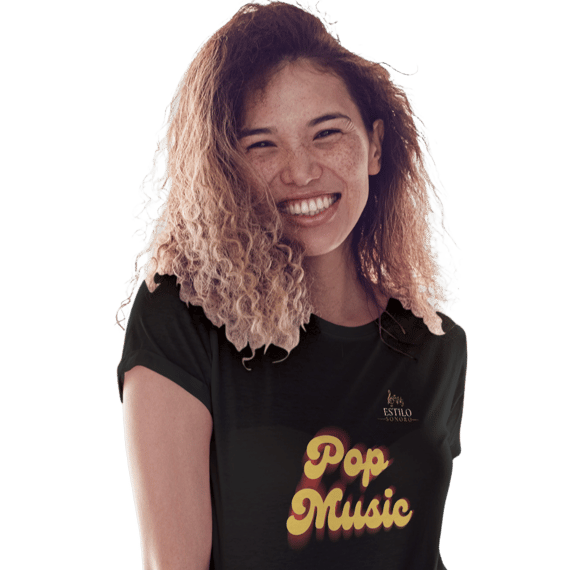 Camiseta Premium Feminina Algodão Pima Estampada Musical Pop Music - Estilo Sonoro