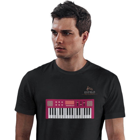 Camiseta Premium Masculina Algodão Pima Estampada Musical Teclado - Estilo Sonoro