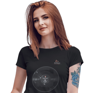 Camiseta Premium Feminina Algodão Pima Estampada Musical Disco de Vinil - Estilo Sonoro