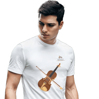 Camiseta Premium Masculina Algodão Pima Estampada Musical Violino - Estilo Sonoro