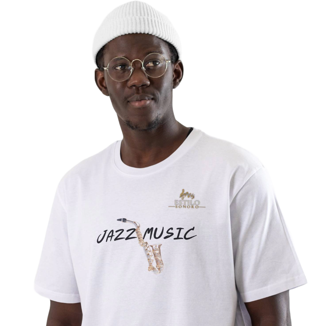 Camiseta Premium Masculina Algodão Pima Estampada Musical Jazz Music - Estilo Sonoro Nome do produto: Camiseta Premium Masculina Algodão Pima Estampada Musical Jazz Music - Estilo Sonoro