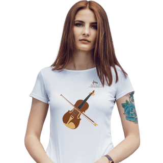 Camiseta Premium Feminina Algodão Pima Estampada Musical Violino - Estilo Sonoro
