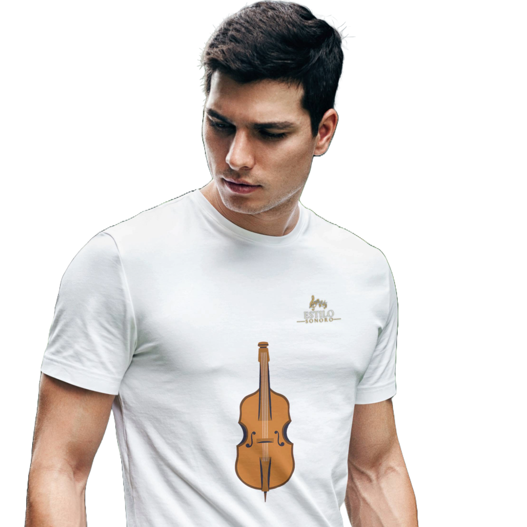 Camiseta Premium Masculina Algodão Pima Estampada Musical Violoncelo - Estilo Sonoro Nome do produto: Camiseta Premium Masculina Algodão Pima Estampada Musical Violoncelo - Estilo Sonoro
