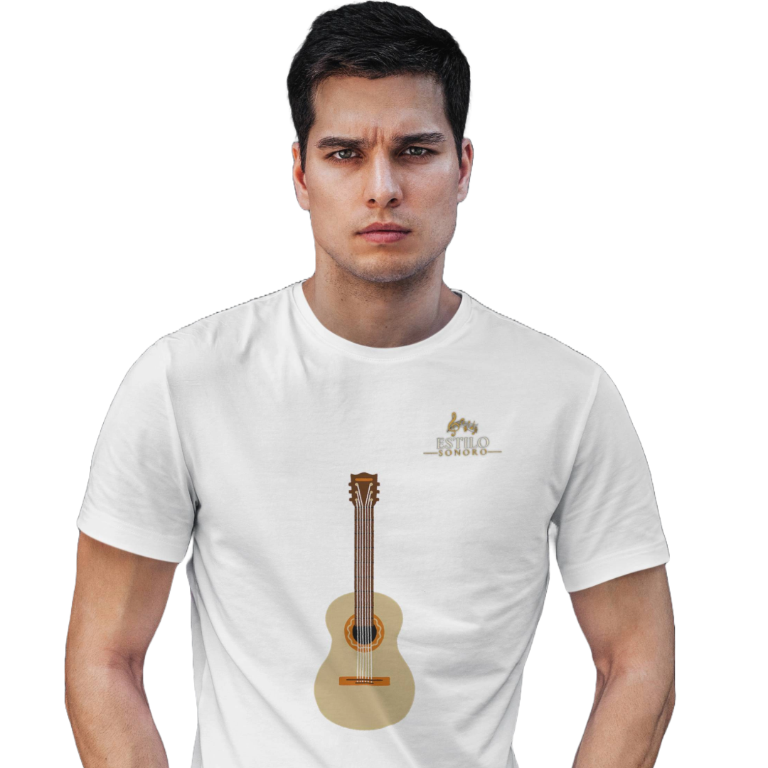 Camiseta Premium Masculina Algodão Pima Estampada Musical Violão - Estilo Sonoro
