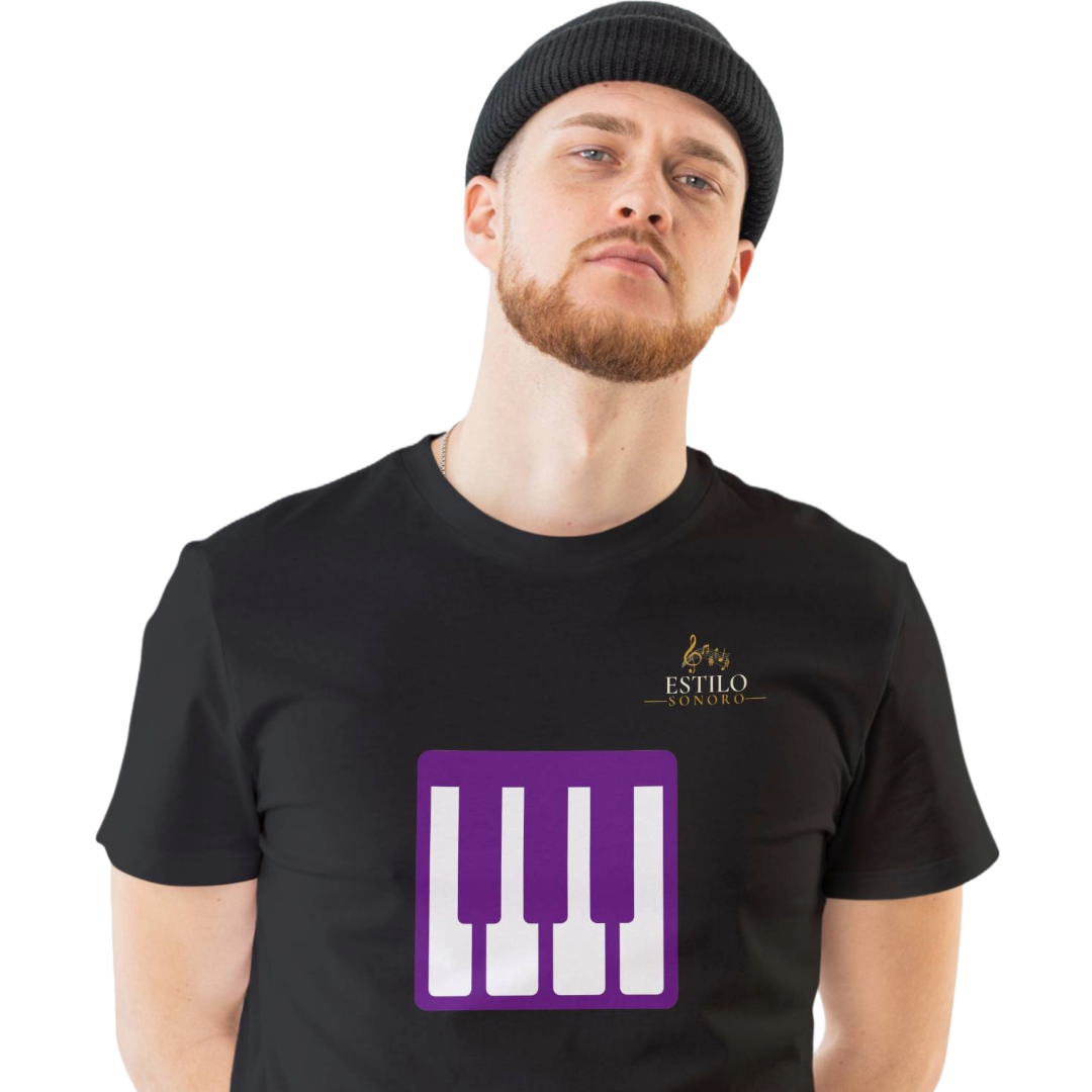 Camiseta Premium Masculina Algodão Pima Estampada Musical Piano - Estilo Sonoro Nome do produto: Camiseta Premium Masculina Algodão Pima Estampada Musical Piano - Estilo Sonoro
