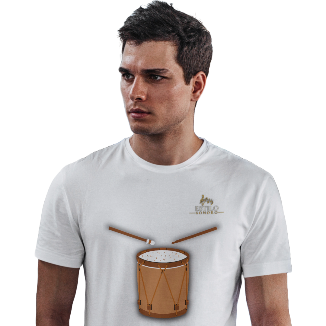 Camiseta Premium Masculina Algodão Pima Estampada Musical Surdo - Estilo Sonoro
