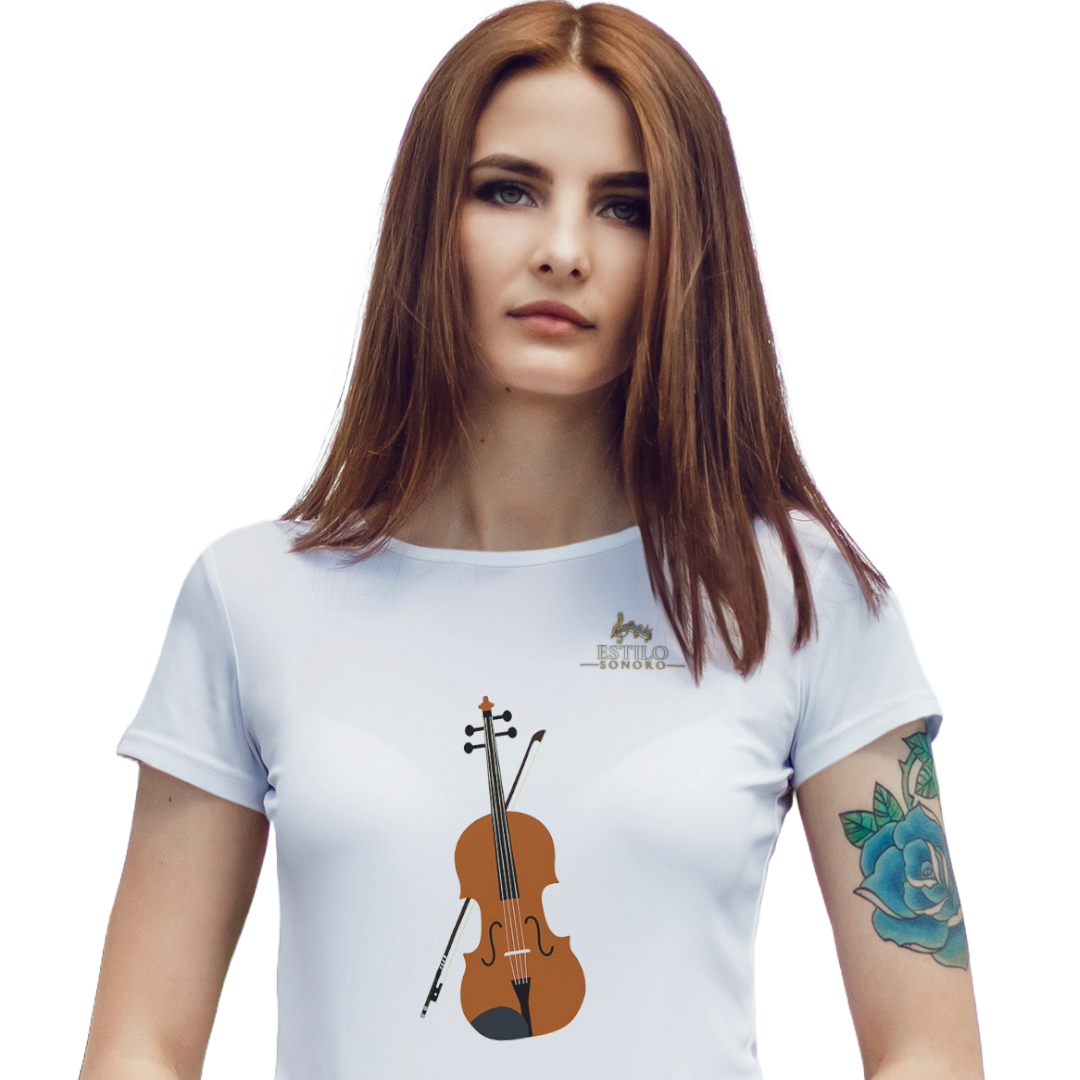 Camiseta Premium Feminina Baby Long Algodão Pima Estampada Musical Violoncelo - Estilo Sonoro Nome do produto: Camiseta Premium Feminina Baby Long Algodão Pima Estampada Musical Violoncelo - Estilo Sonoro