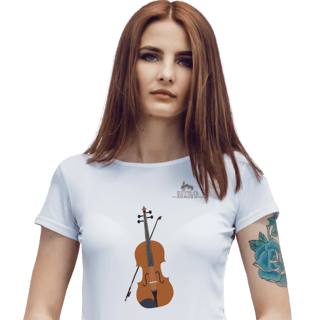 Camiseta Premium Feminina Baby Long Algodão Pima Estampada Musical Violoncelo - Estilo Sonoro
