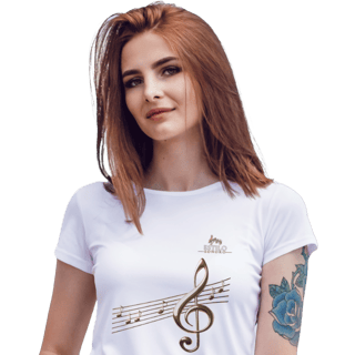Camiseta Premium Feminina Algodão Pima Estampada Musical Clave sol - Estilo Sonoro
