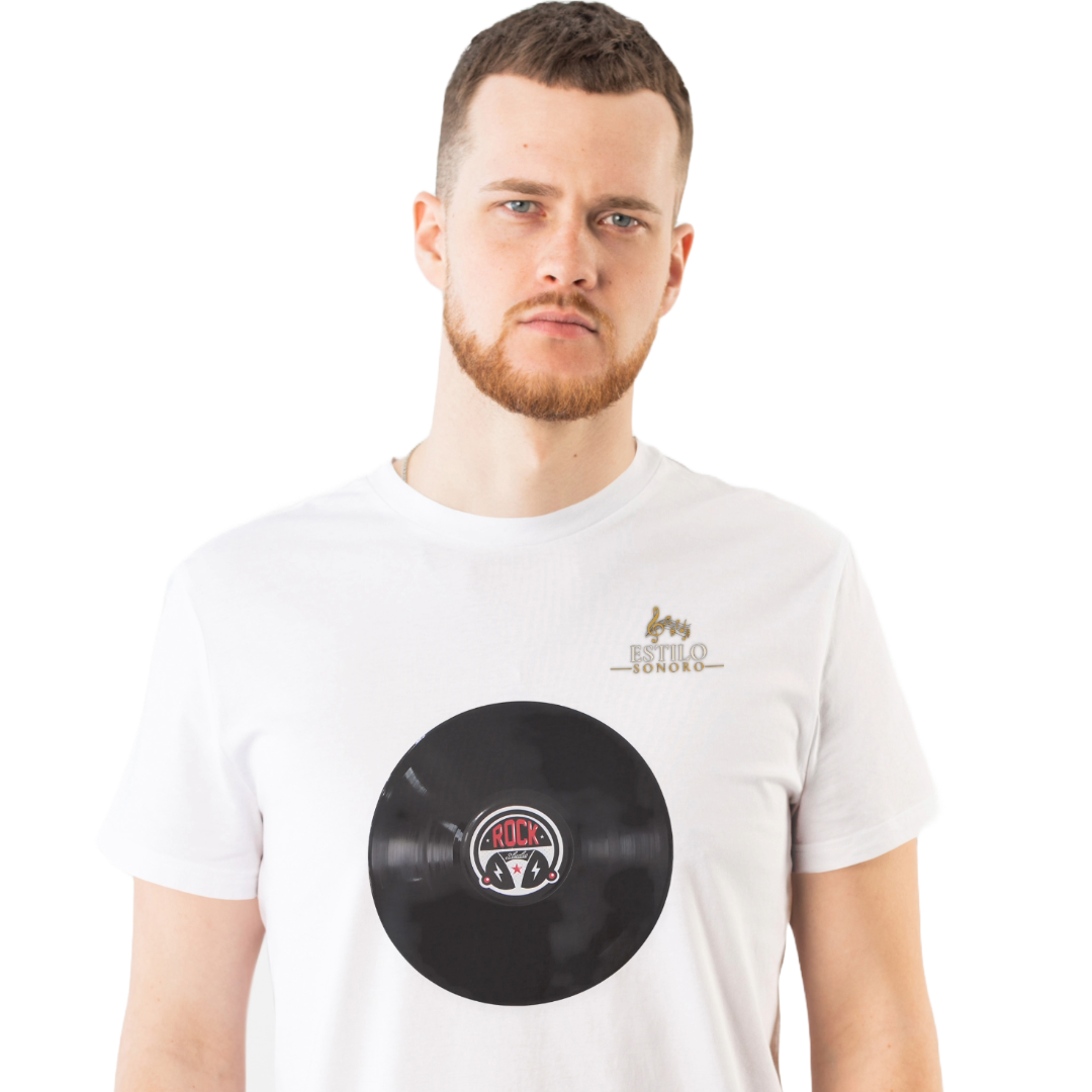 Camiseta Premium Masculina Algodão Pima Estampada Musical Disco de Vinil - Estilo Sonoro