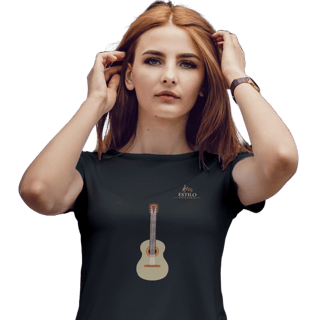 Camiseta Premium Feminina Algodão Pima Estampada Musical Violão - Estilo Sonoro