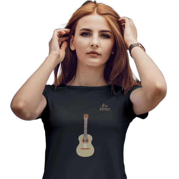 Camiseta Premium Feminina Algodão Pima Estampada Musical Violão - Estilo Sonoro
