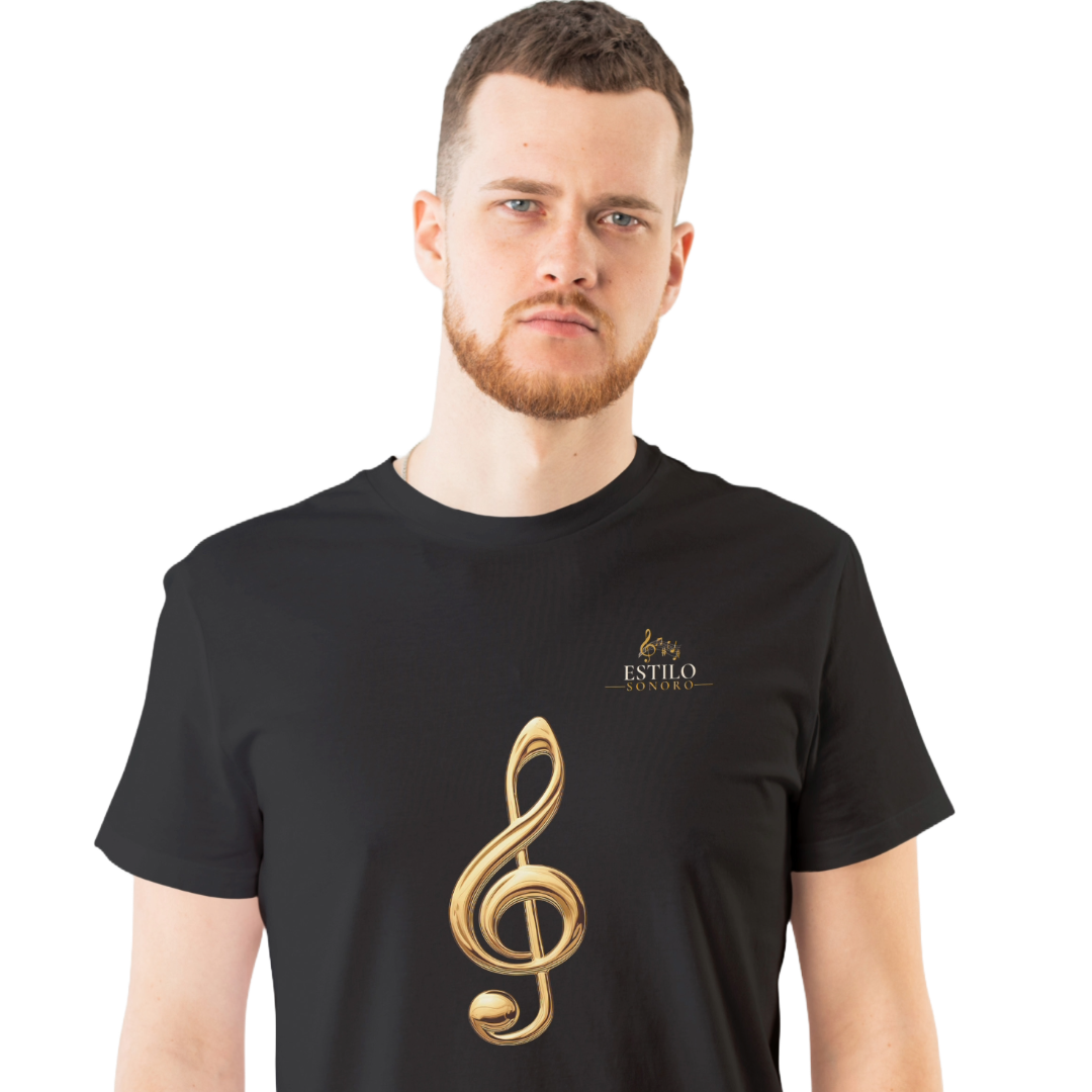 Camiseta Premium Masculina Algodão Pima Estampada Musical Clave Sol - Estilo Sonoro Nome do produto: Camiseta Premium Masculina Algodão Pima Estampada Musical Clave Sol - Estilo Sonoro