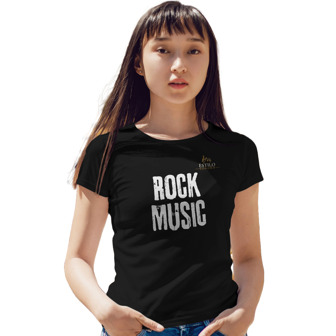 Camiseta Premium Feminina Algodão Pima Estampada Musical Rock Music - Estilo Sonoro