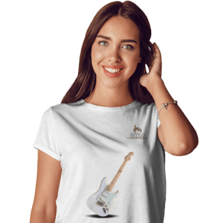 Camiseta Premium Feminina Algodão Pima Estampada Musical Guitarra - Estilo Sonoro