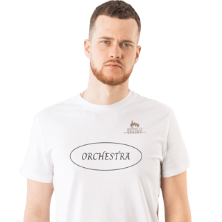 Camiseta Premium Masculina Algodão Pima Estampada Musical Orquestra - Estilo Sonoro