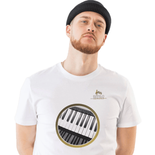 Camiseta Premium Masculina Algodão Pima Estampada Musical Piano - Estilo Sonoro