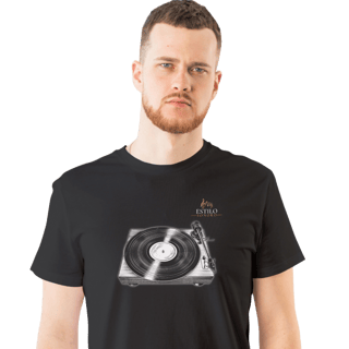 Camiseta Premium Masculina Algodão Pima Estampada Musical Disco de Vinil - Estilo Sonoro