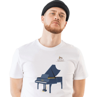 Camiseta Premium Masculina Algodão Pima Estampada Musical Piano - Estilo Sonoro