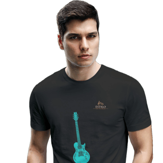 Camiseta Premium Masculina Algodão Pima Estampada Musical Guitarra - Estilo Sonoro