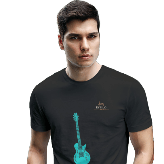Camiseta Premium Masculina Algodão Pima Estampada Musical Guitarra - Estilo Sonoro
