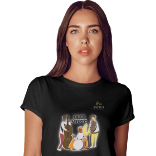 Camiseta Premium Feminina Algodão Pima Estampada Musical Jazz Music - Estilo Sonoro