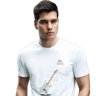 Camiseta Premium Masculina Algodão Pima Estampada Musical Guitarra - Estilo Sonoro